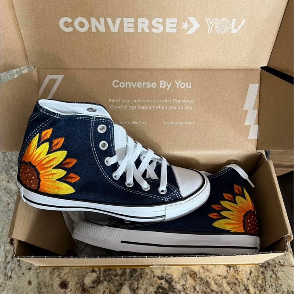 Converse Kids' Sunflower High-Top Sneakers - Black and Orange